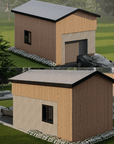 Innovative Living Design DIY Prefab Single Car Garage - 12x24x12 ft, (x1) Door 9x7ft and (x2) Windows 4x4ft each
