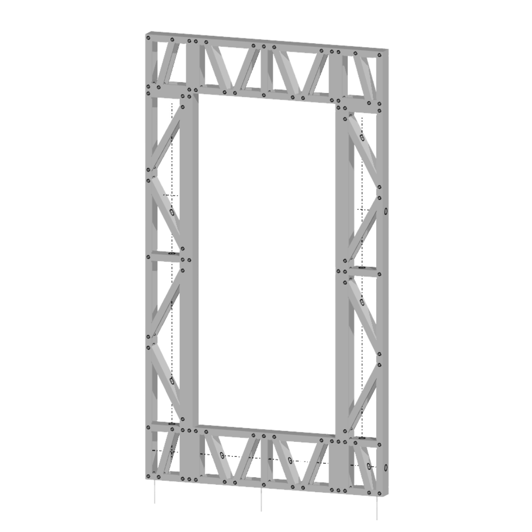 Innovative Living Design Modular Wall - 4.5x8ft with 2.7x6ft Window - 16" simple studs spacing - Ga. 20, Grade 50 Galvanized Steel