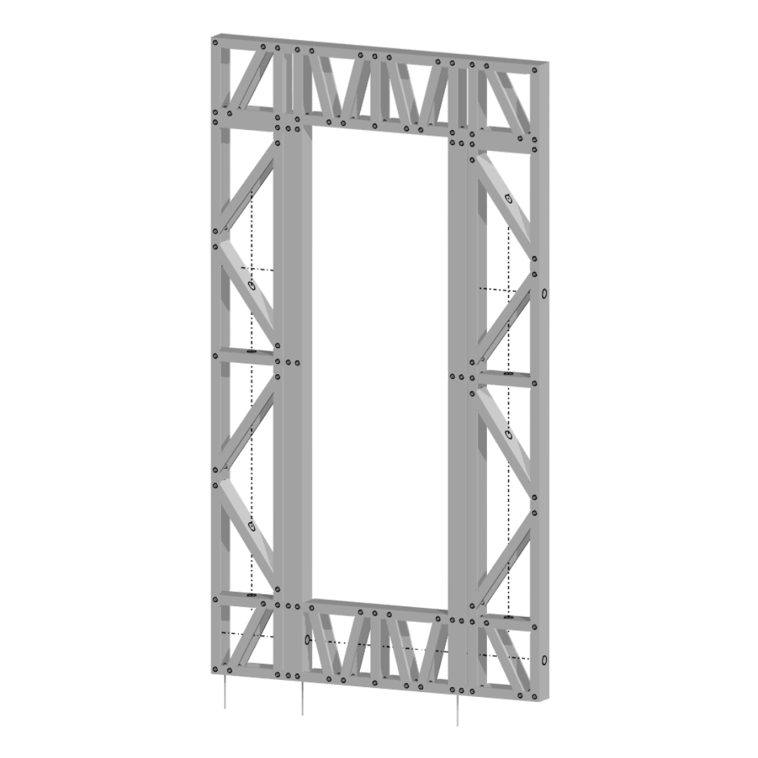 Innovative Living Design Modular Wall - 4.5x8ft with 2x6ft Window - 16" simple studs spacing - Ga. 20, Grade 50 Galvanized Steel