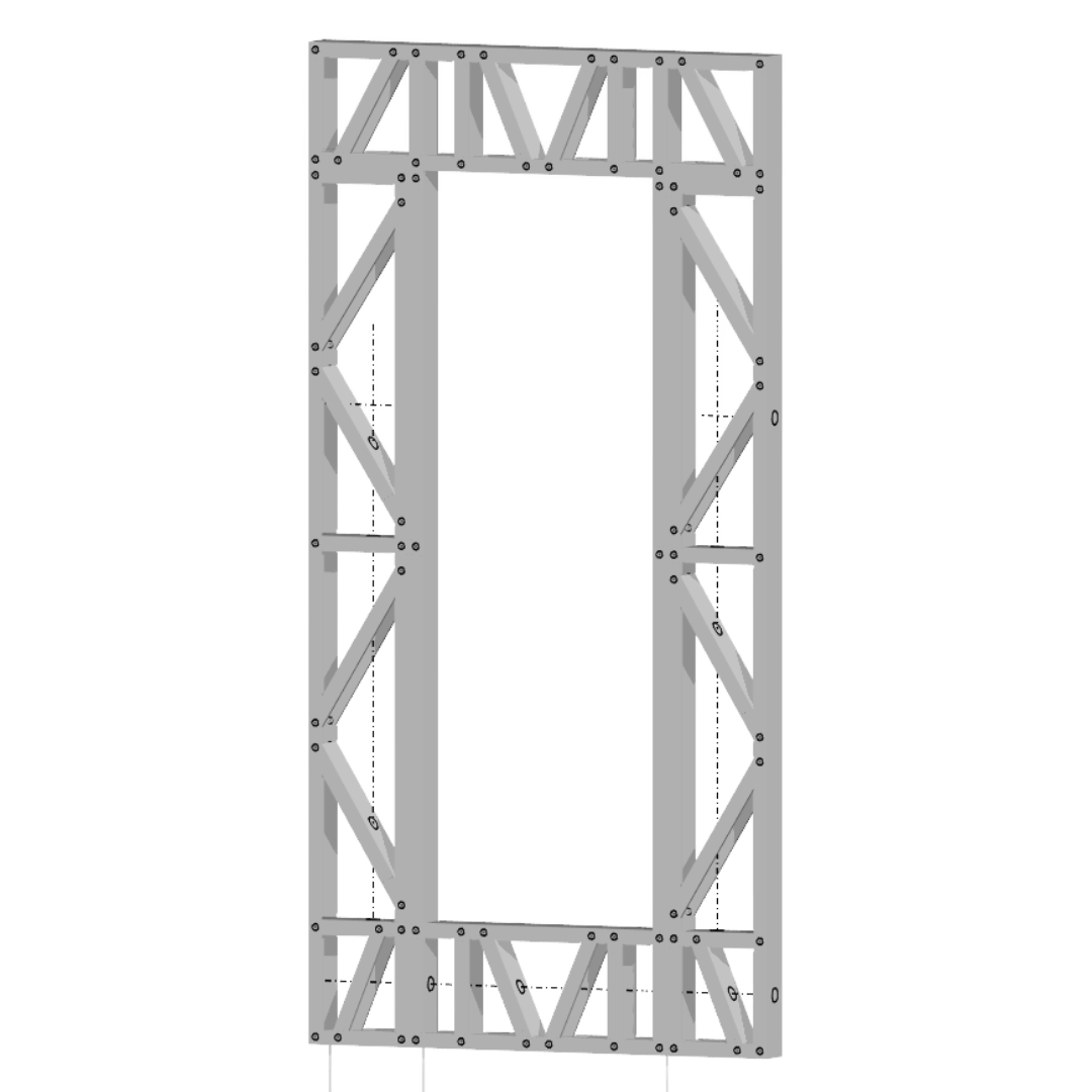 Innovative Living Design Modular Wall - 4x8ft with 2x6ft Window - 16" simple studs spacing - Ga. 20, Grade 50 Galvanized Steel