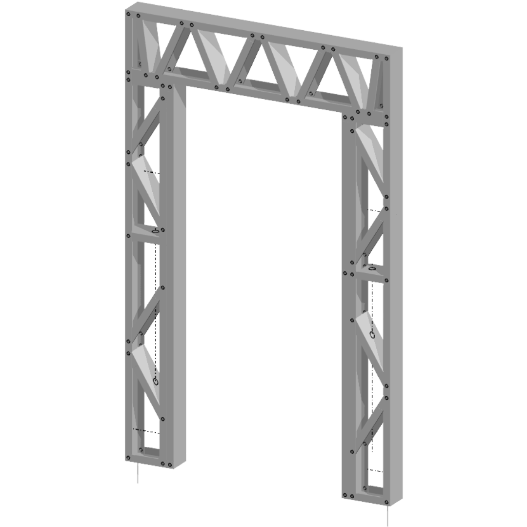 Innovative Living Design Modular Wall - 5x8ft with 3.1x6.8 ft centered Door - 16" simple studs spacing - Ga. 20, Grade 50 Galvanized Steel