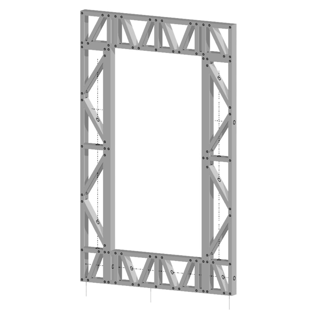Innovative Living Design Modular Wall - 5x8ft with 3x6ft Window - 16" simple studs spacing - Ga. 20, Grade 50 Galvanized Steel