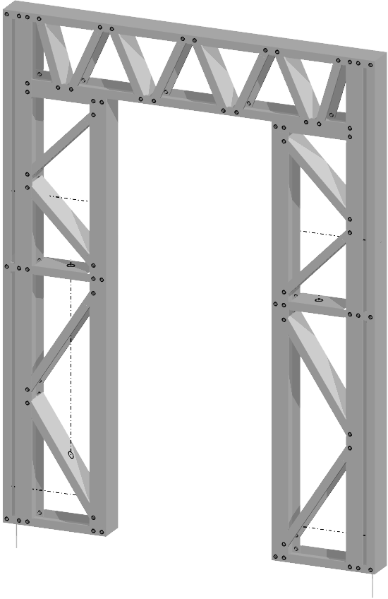 Innovative Living Design Modular Wall - 6x8ft with 2.6x6.8 ft centered Door - 16" simple studs spacing - Ga. 20, Grade 50 Galvanized Steel