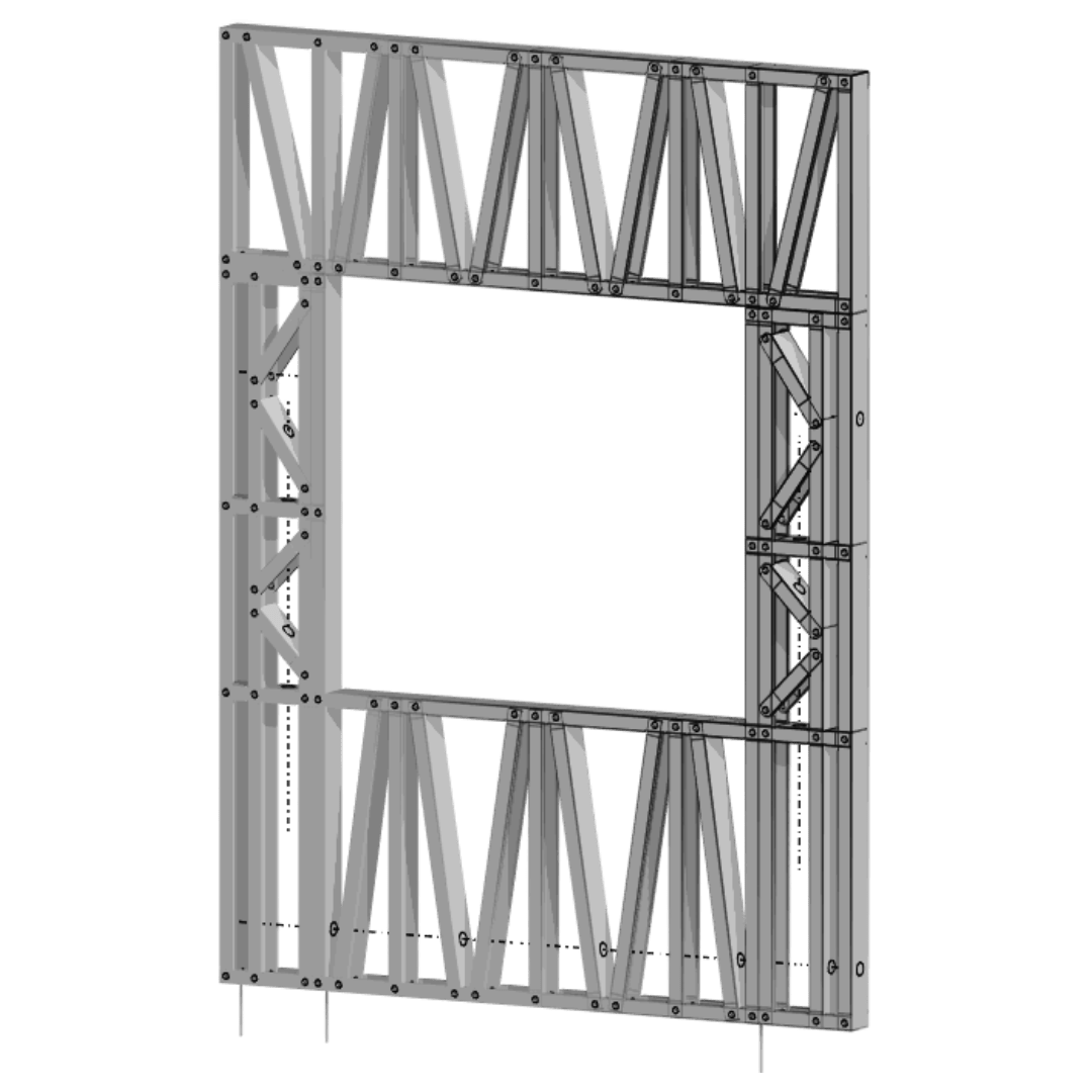 Innovative Living Design Modular Wall - 6x8ft with 4x3.5ft Window - 16" simple studs spacing - Ga. 20, Grade 50 Galvanized Steel