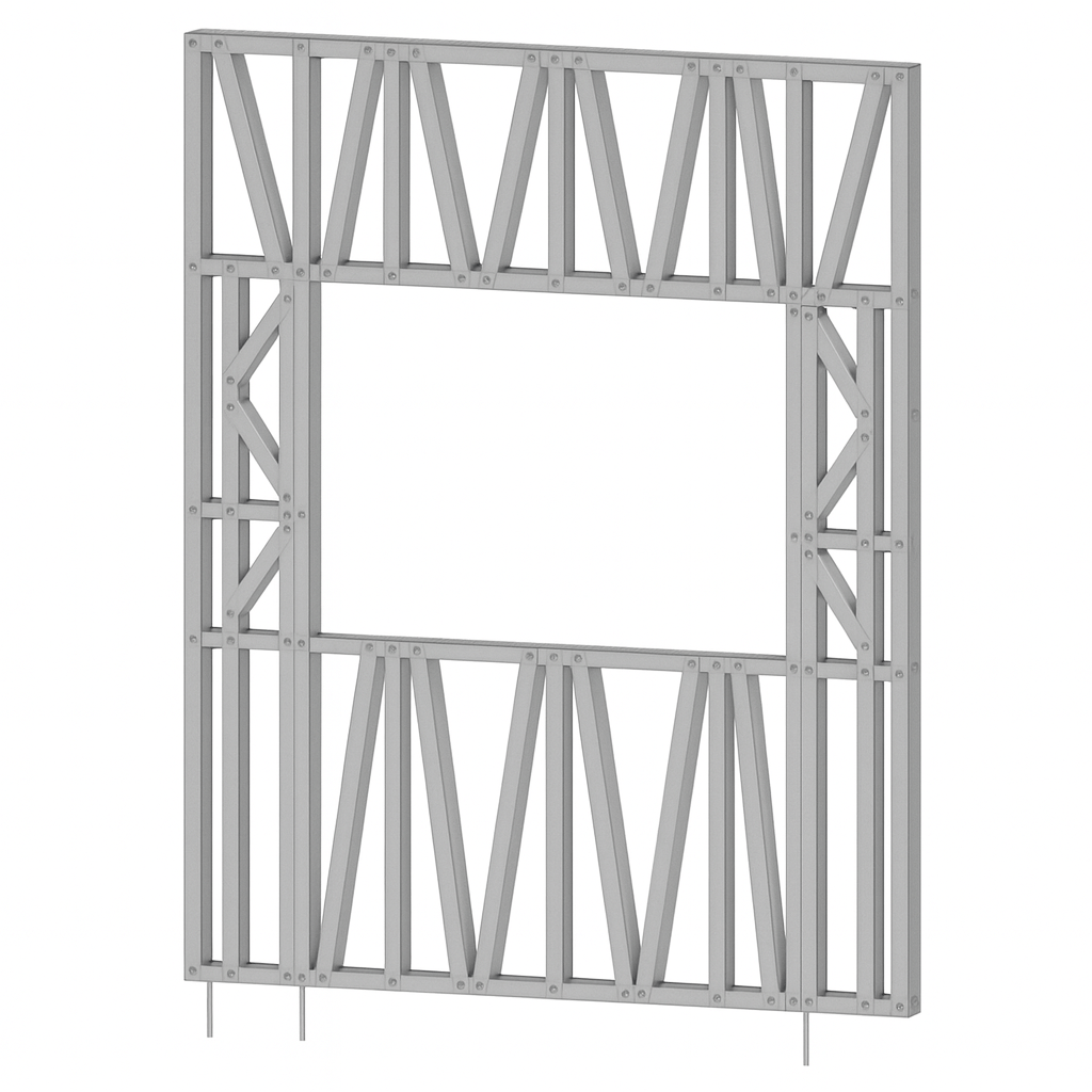 Innovative Living Design Modular Wall - 6x8ft with 4x3ft Window - 16" simple studs spacing - Ga. 20, Grade 50 Galvanized Steel