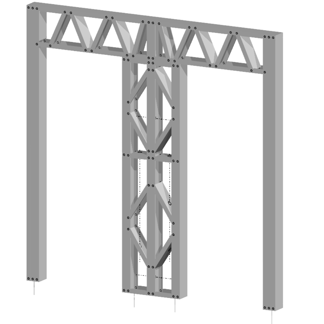 Innovative Living Design Modular Wall - 7x8ft with 2.6x6.8 ft Double Door - 16" simple studs spacing - Ga. 20, Grade 50 Galvanized Steel