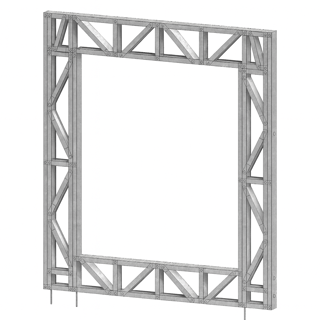 Innovative Living Design Modular Wall - 7x8ft with 5x6ft Window - 16" simple studs spacing - Ga. 20, Grade 50 Galvanized Steel