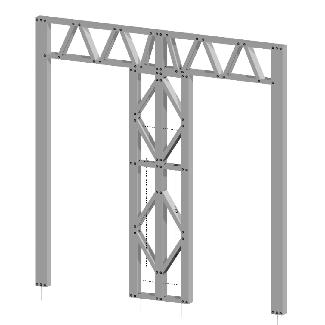 Innovative Living Design Modular Wall - 8x8ft with 2.5x6.5 ft Double Door - 16" simple studs spacing - Ga. 20, Grade 50 Galvanized Steel