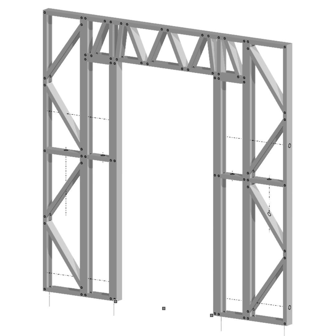 Innovative Living Design Modular Wall - 8x8ft with 3x6.5 ft centered Door - 16" simple studs spacing - Ga. 20, Grade 50 Galvanized Steel