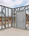 Innovative Living Design Modular Wall - 8x8ft with 3x6.6 ft non centered Door - 16" simple studs spacing - Ga. 20, Grade 50 Galvanized Steel