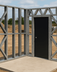Innovative Living Design Modular Wall - 8x8ft with 3x6.6 ft non centered Door - 16" simple studs spacing - Ga. 20, Grade 50 Galvanized Steel