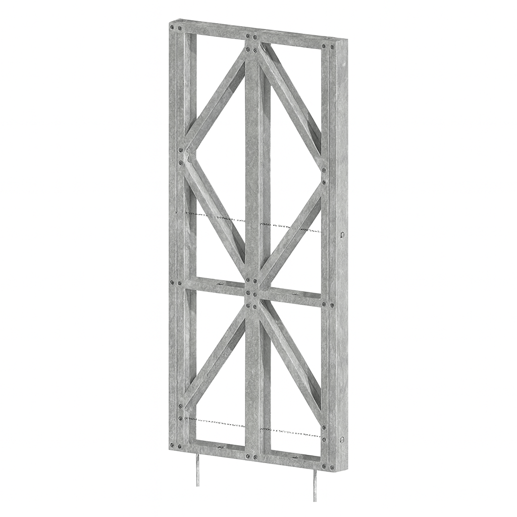 Innovative Living Design Modular Wall Panel - 3x8ft - 16" double studs spacing - Ga. 20, Grade 50 Galvanized Steel