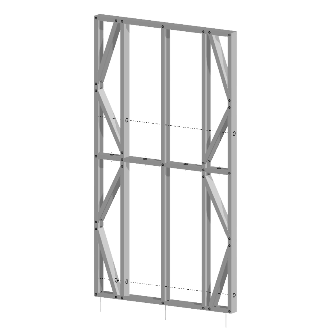 Innovative Living Design Modular Wall Panel - 4.5x8ft - 16" simple studs spacing - Ga. 20, Grade 50 Galvanized Steel