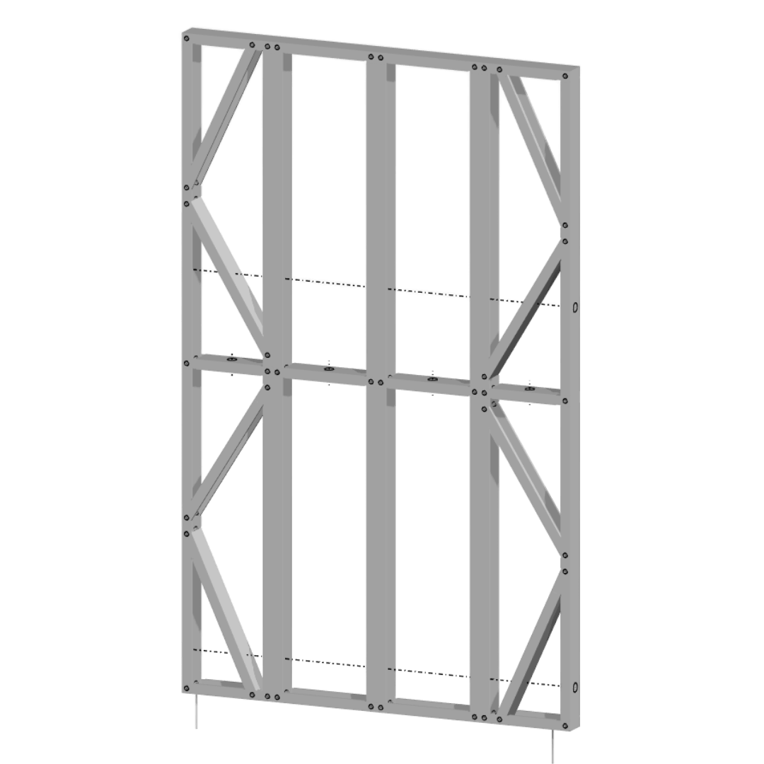 Innovative Living Design Modular Wall Panel - 5x8ft - 16" double studs spacing - Ga. 20, Grade 50 Galvanized Steel