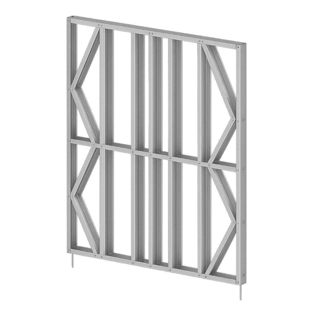 Innovative Living Design Modular Wall Panel - 7x8ft - 16" double studs spacing - Ga. 20, Grade 50 Galvanized Steel