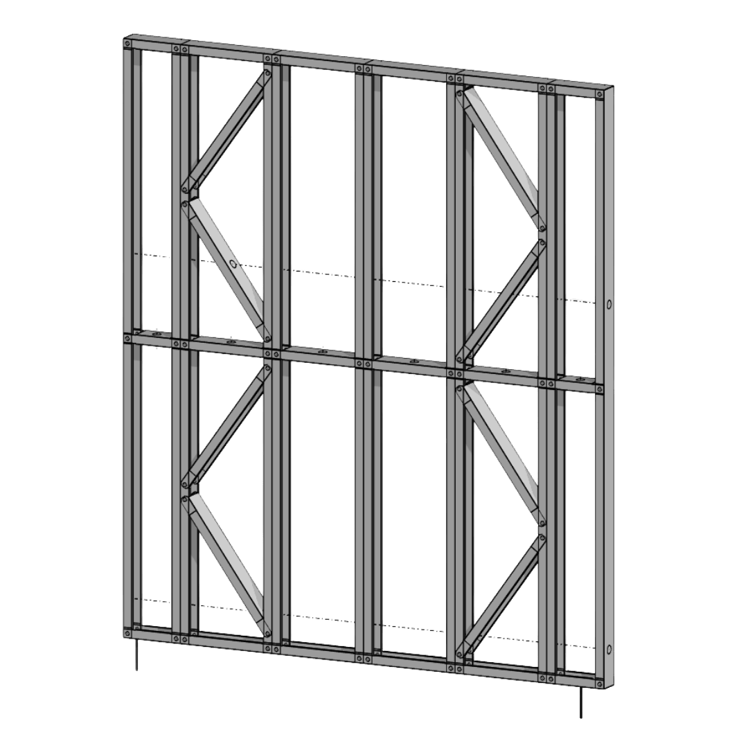 Innovative Living Design Modular Wall Panel - 7x8ft - 16" double studs spacing - Ga. 20, Grade 50 Galvanized Steel