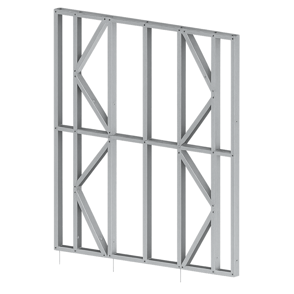 Innovative Living Design Modular Wall Panel - 7x8ft - 16" simple studs spacing - Ga. 20, Grade 50 Galvanized Steel