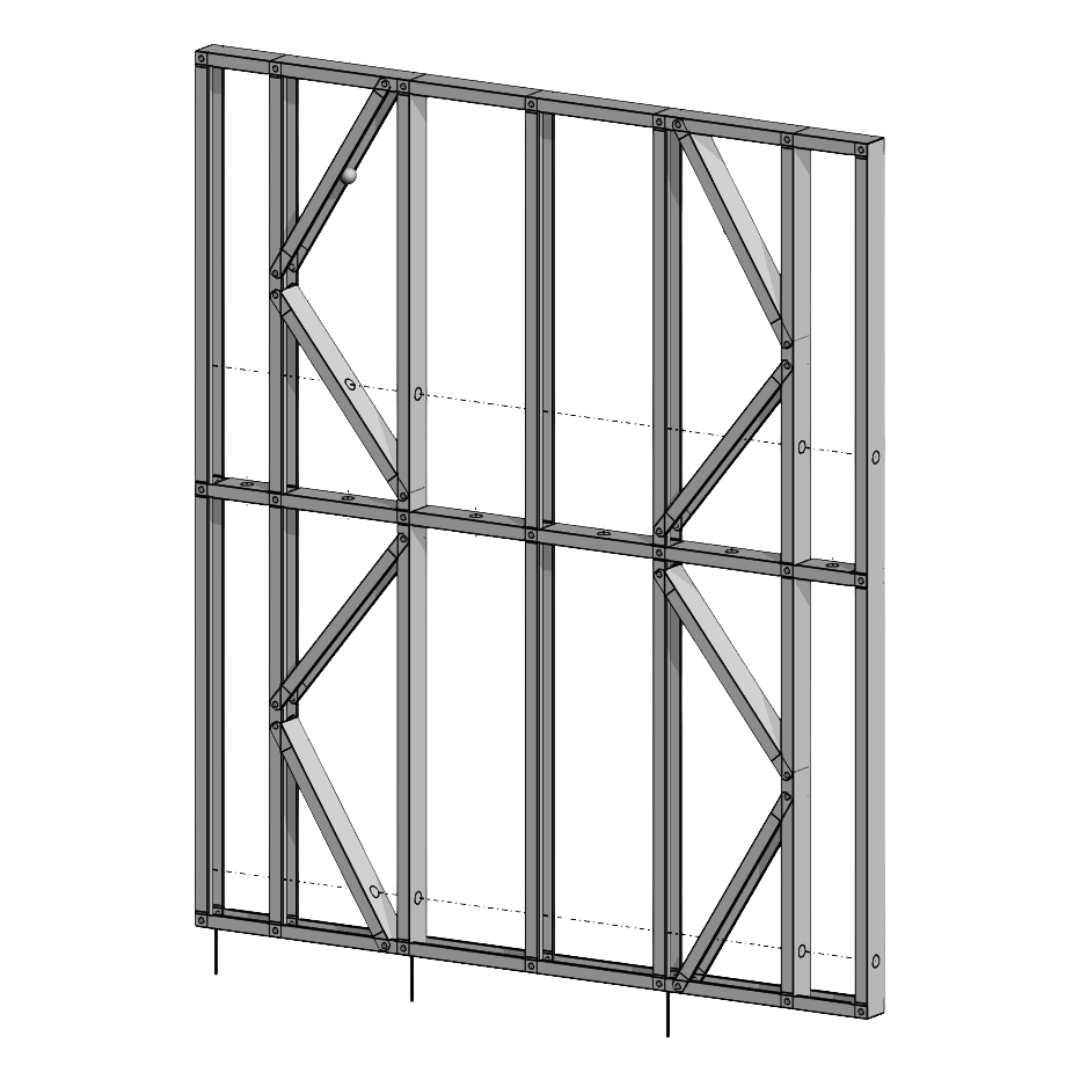 Innovative Living Design Modular Wall Panel - 7x8ft - 16" simple studs spacing - Ga. 20, Grade 50 Galvanized Steel