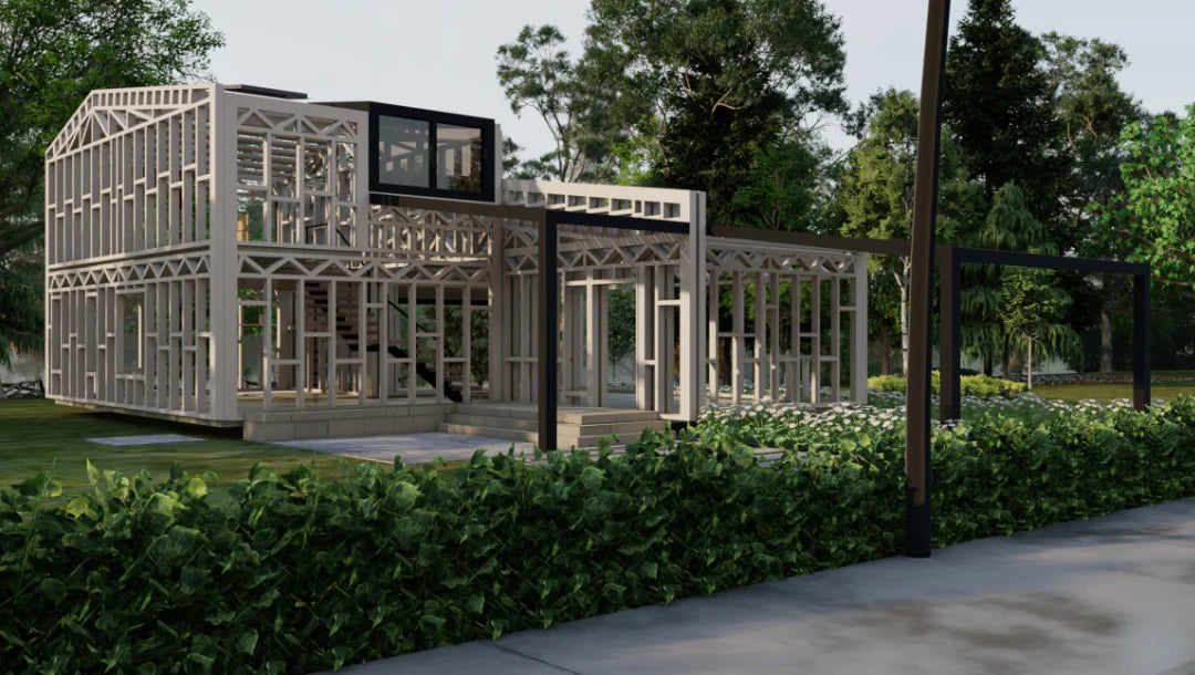 rendering of a residential light gauge steel frame