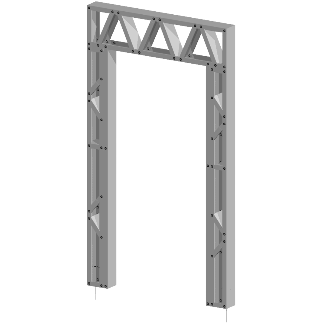 Innovative Living Design Modular Wall - 4.5x8ft with 3.1x6.8 ft centered Door - 16" simple studs spacing - Ga. 20, Grade 50 Galvanized Steel