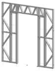 Innovative Living Design Modular Wall - 8x8ft with 3x6.5 ft centered Door - 16" simple studs spacing - Ga. 20, Grade 50 Galvanized Steel