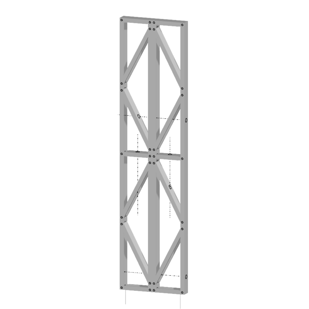 Innovative Living Design Modular Wall Panel - 2x8ft - 16" double studs spacing - Ga. 20, Grade 50 Galvanized Steel