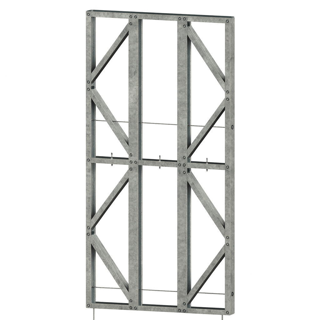Innovative Living Design Modular Wall Panel - 4x8ft - 16" double studs spacing - Ga. 20, Grade 50 Galvanized Steel